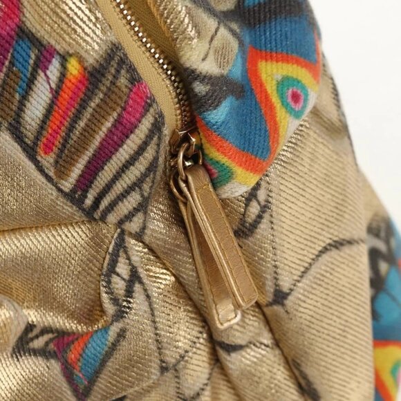 CHANEL Graffiti Backpack Canvas Gold CC Auth main image 12
